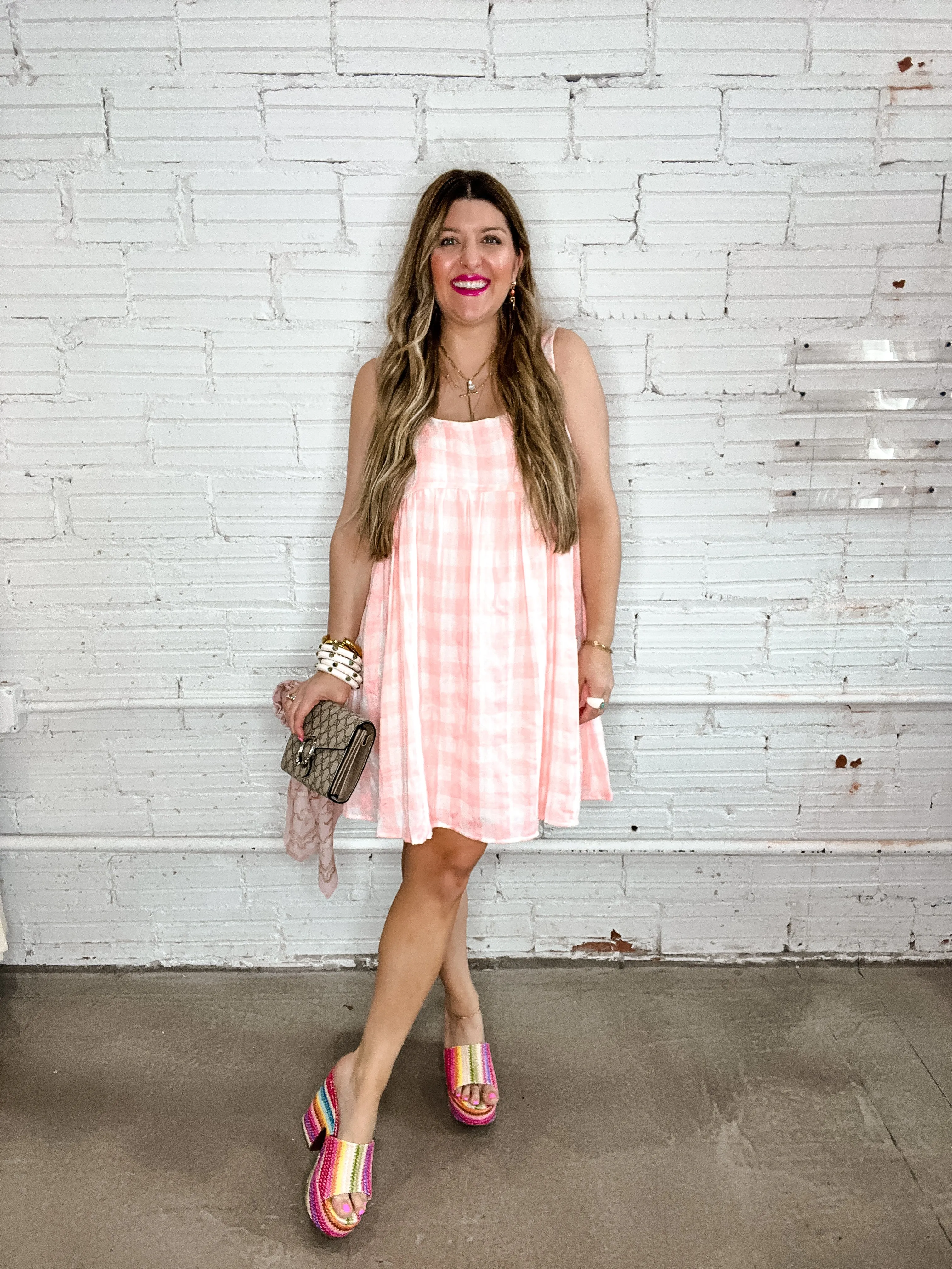 Perfect Pink Gingham Baby Doll Dress