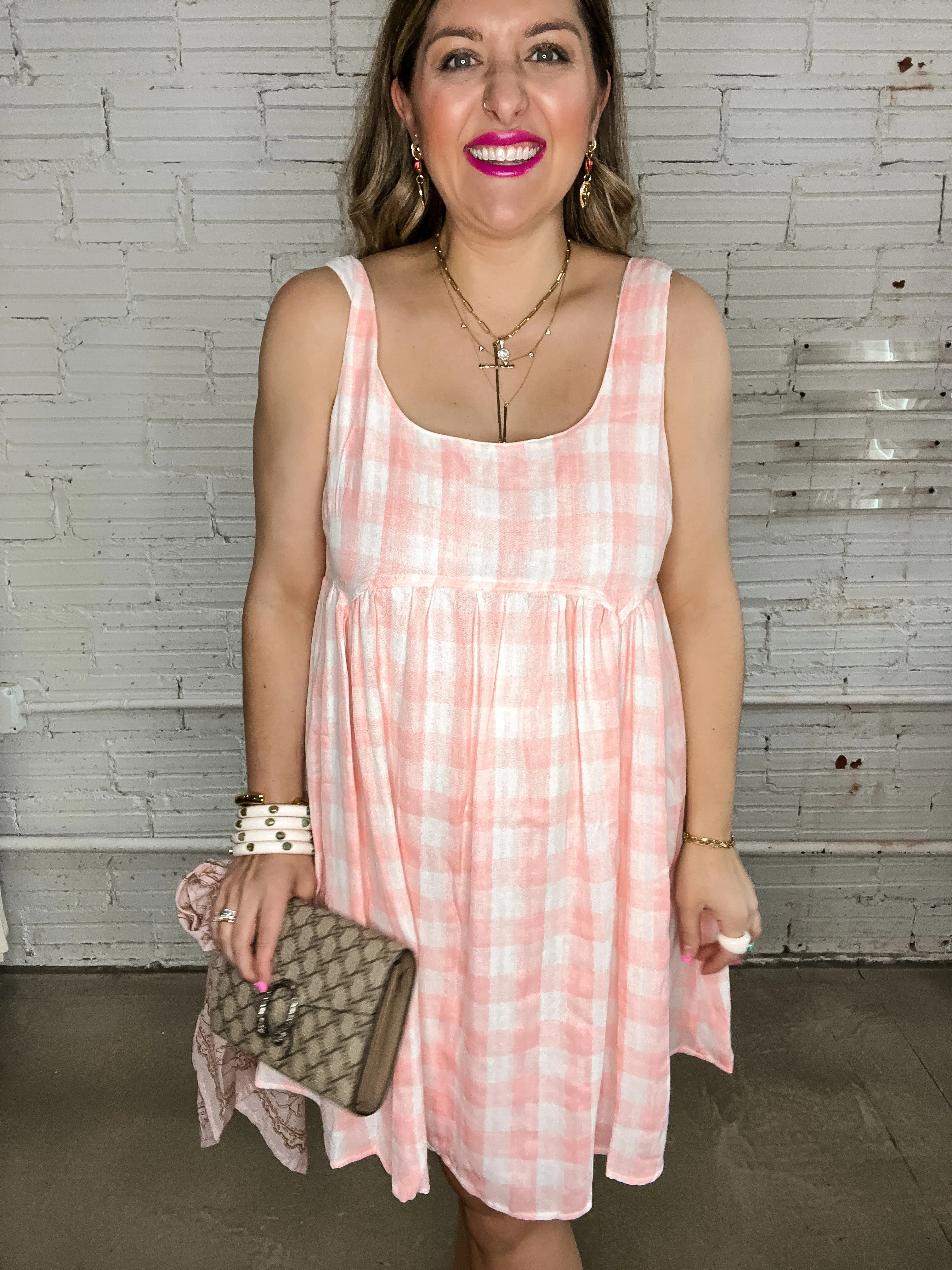 Perfect Pink Gingham Baby Doll Dress