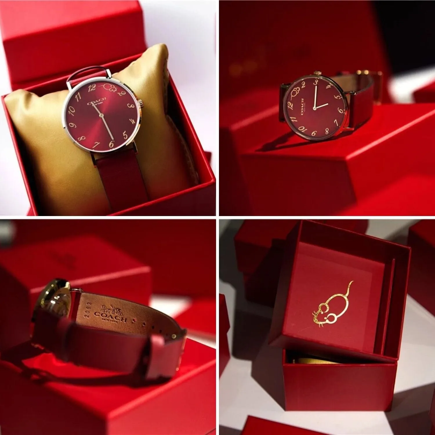 Perry Red Leather Strap Watch