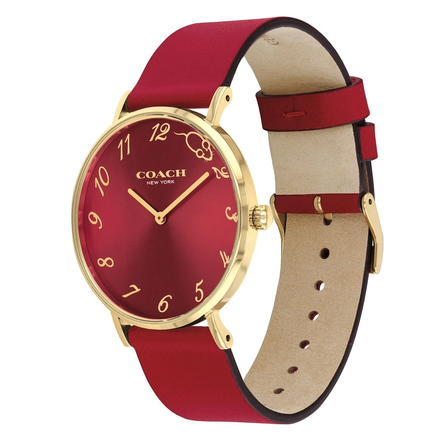 Perry Red Leather Strap Watch