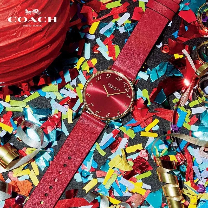 Perry Red Leather Strap Watch