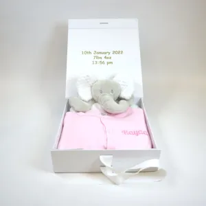 Personalised Small Baby Keepsake Box Gift Hamper - Welcome To The World - Pink