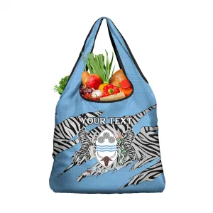 Personalized Lefatshe la Botswana Grocery Bag Coat Of Arms - African and Zebra Patterns LT15