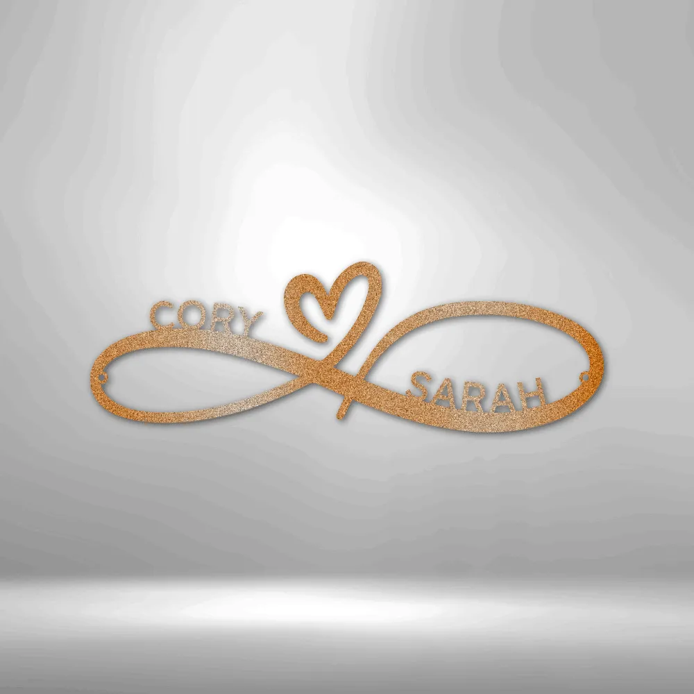 Personalized Metal Wall Art with Infinity Symbol and Couples' First Names