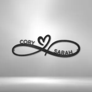 Personalized Metal Wall Art with Infinity Symbol and Couples' First Names