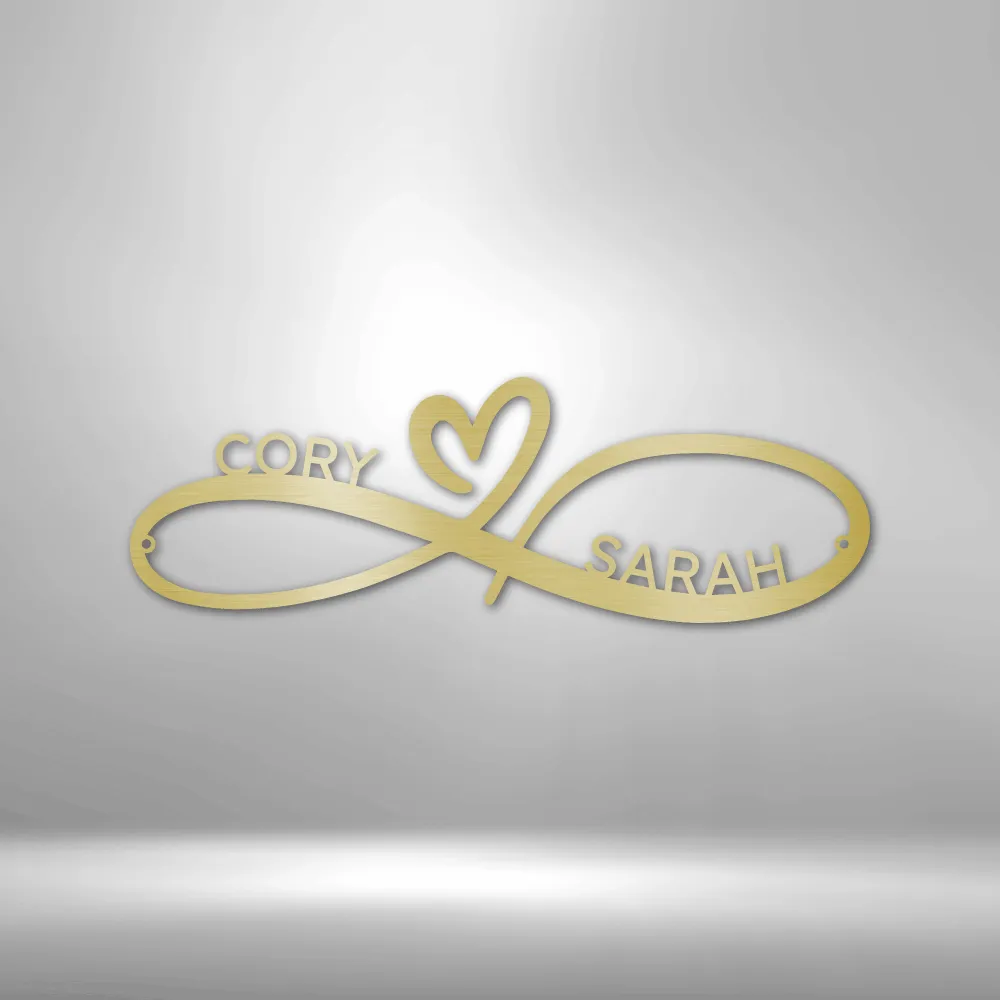 Personalized Metal Wall Art with Infinity Symbol and Couples' First Names