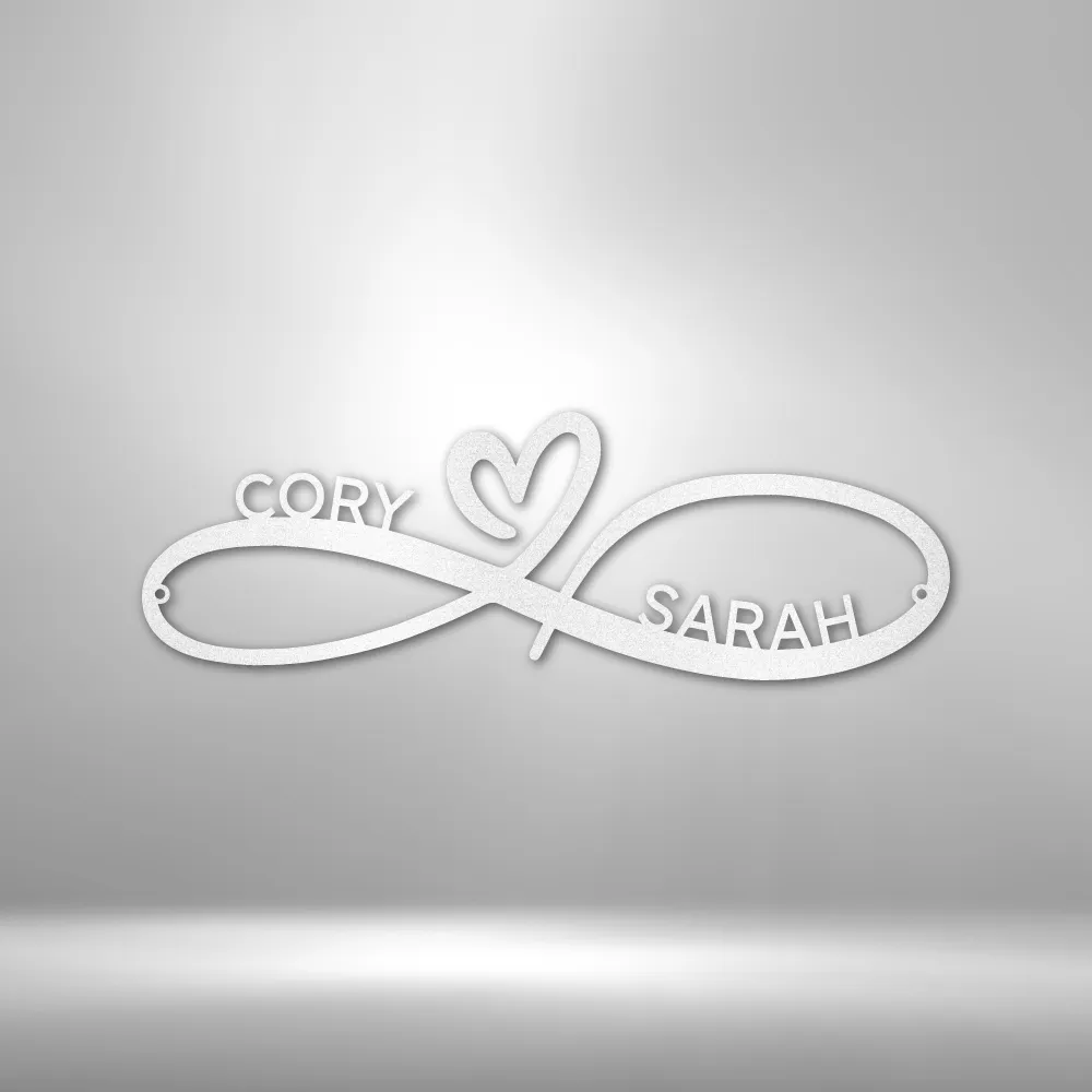 Personalized Metal Wall Art with Infinity Symbol and Couples' First Names