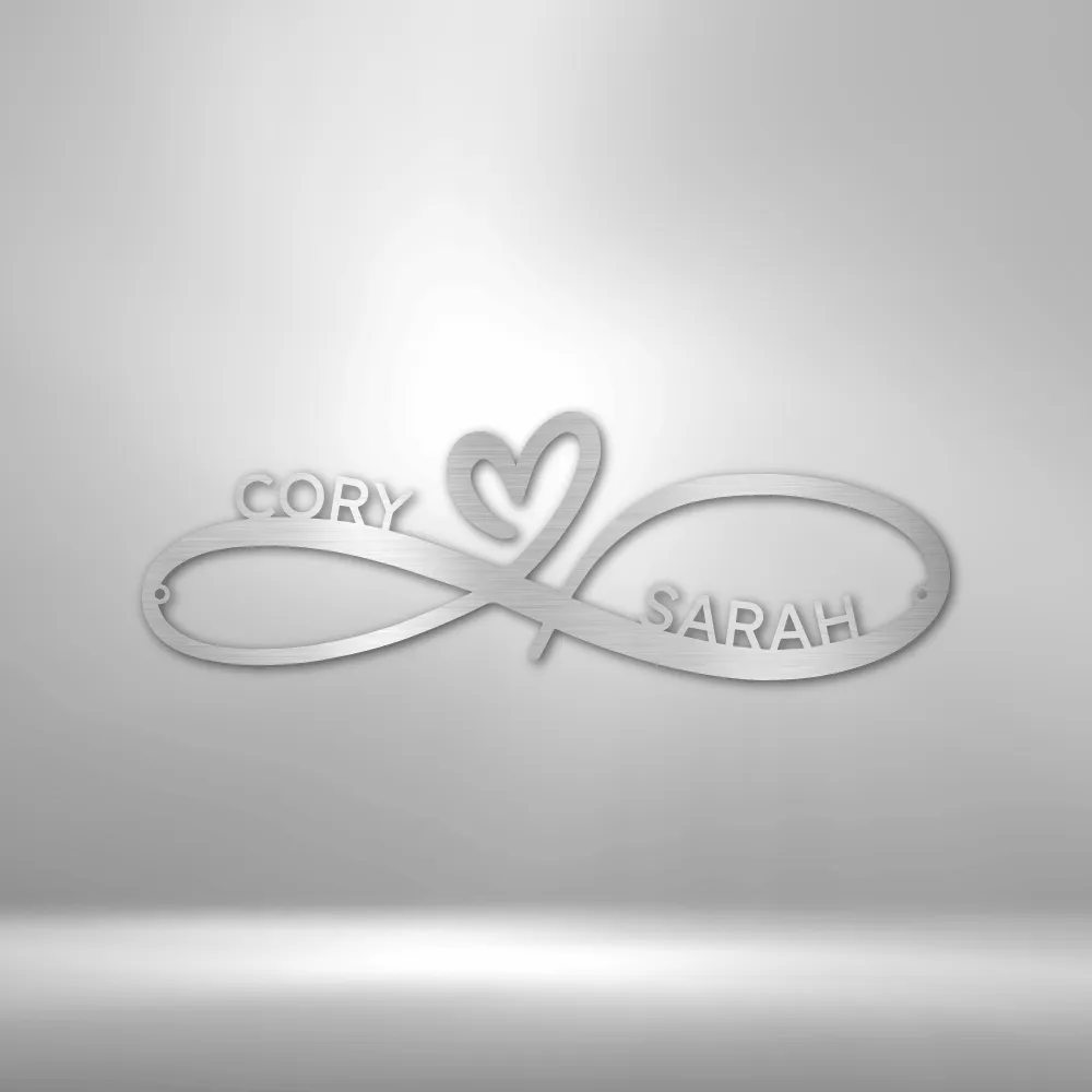 Personalized Metal Wall Art with Infinity Symbol and Couples' First Names