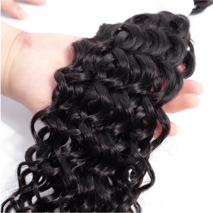 Peruvian Water Wave Bundles With 4×4 Closure 10A Grade 100% Human Remy Hair MYLOCKME
