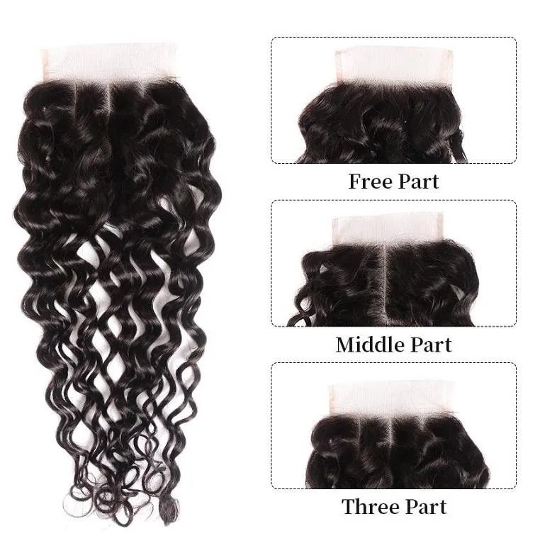 Peruvian Water Wave Bundles With 4×4 Closure 10A Grade 100% Human Remy Hair MYLOCKME