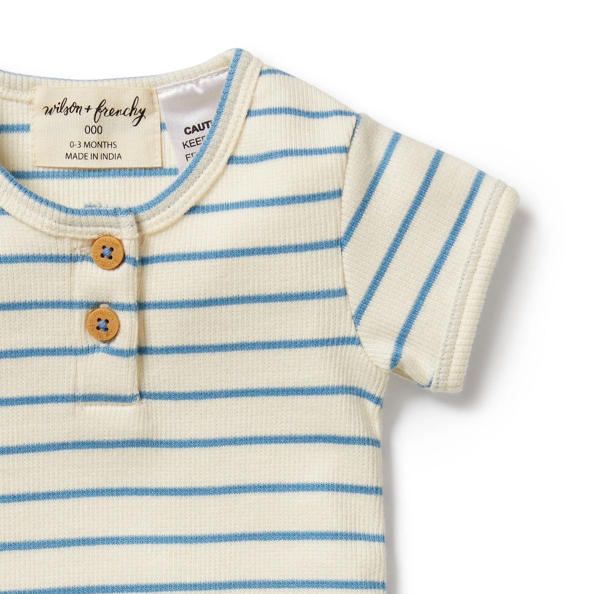 Petit Blue Organic Henley Bodysuit