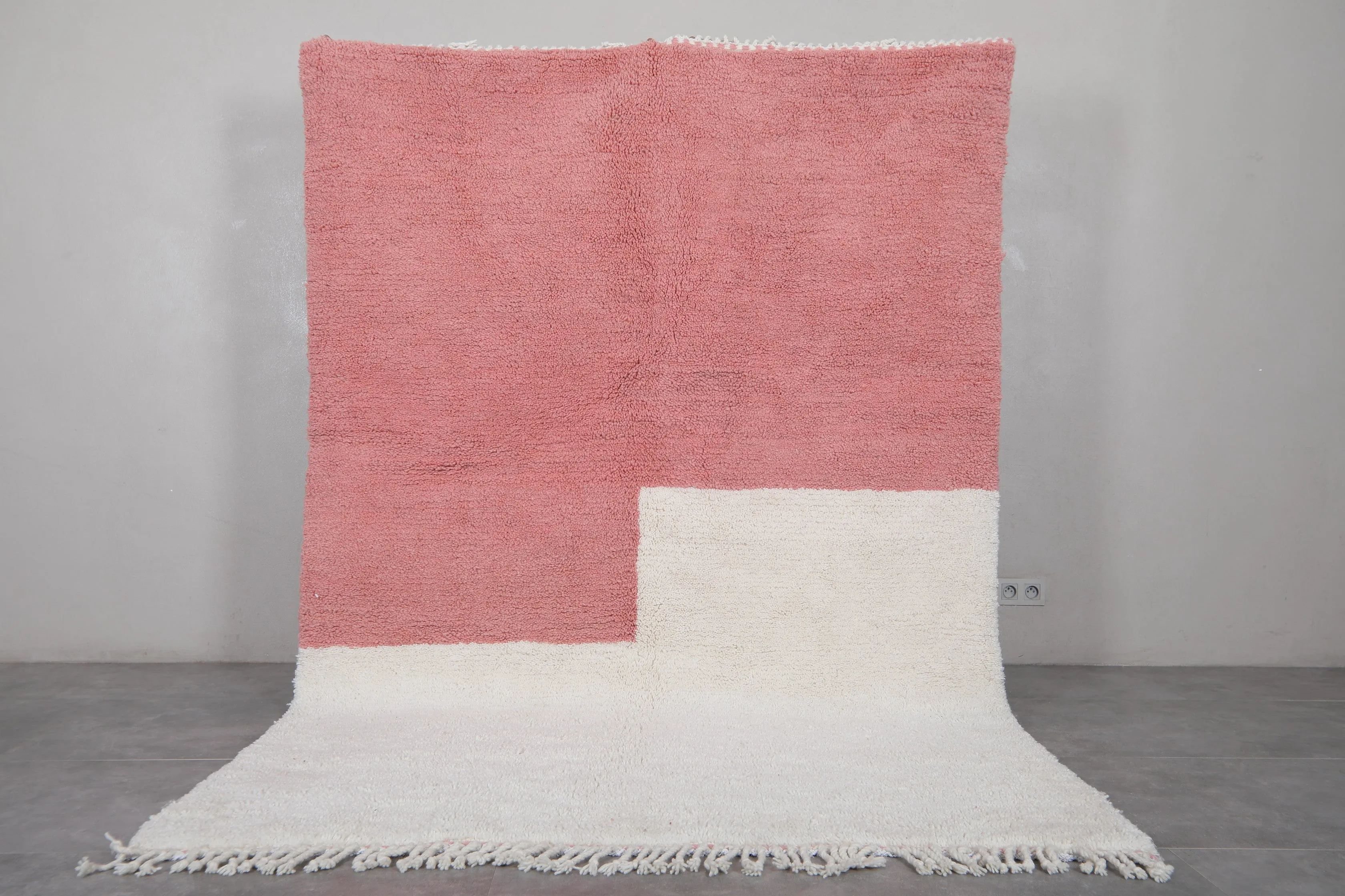 Pink Moroccan Rug - 6 x 9 Feet | Handcrafted Two-Tone Wool Carpet