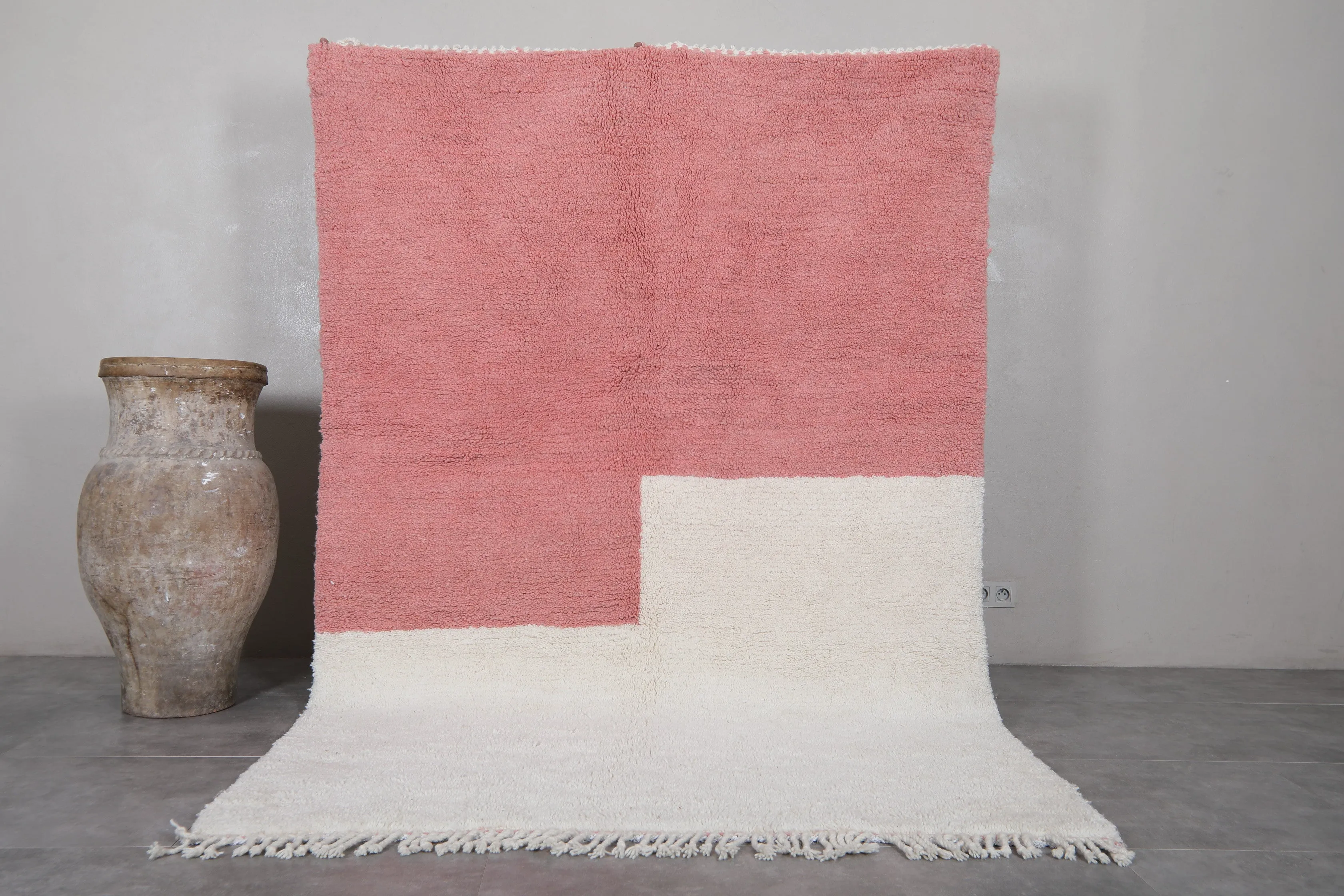 Pink Moroccan Rug - 6 x 9 Feet | Handcrafted Two-Tone Wool Carpet