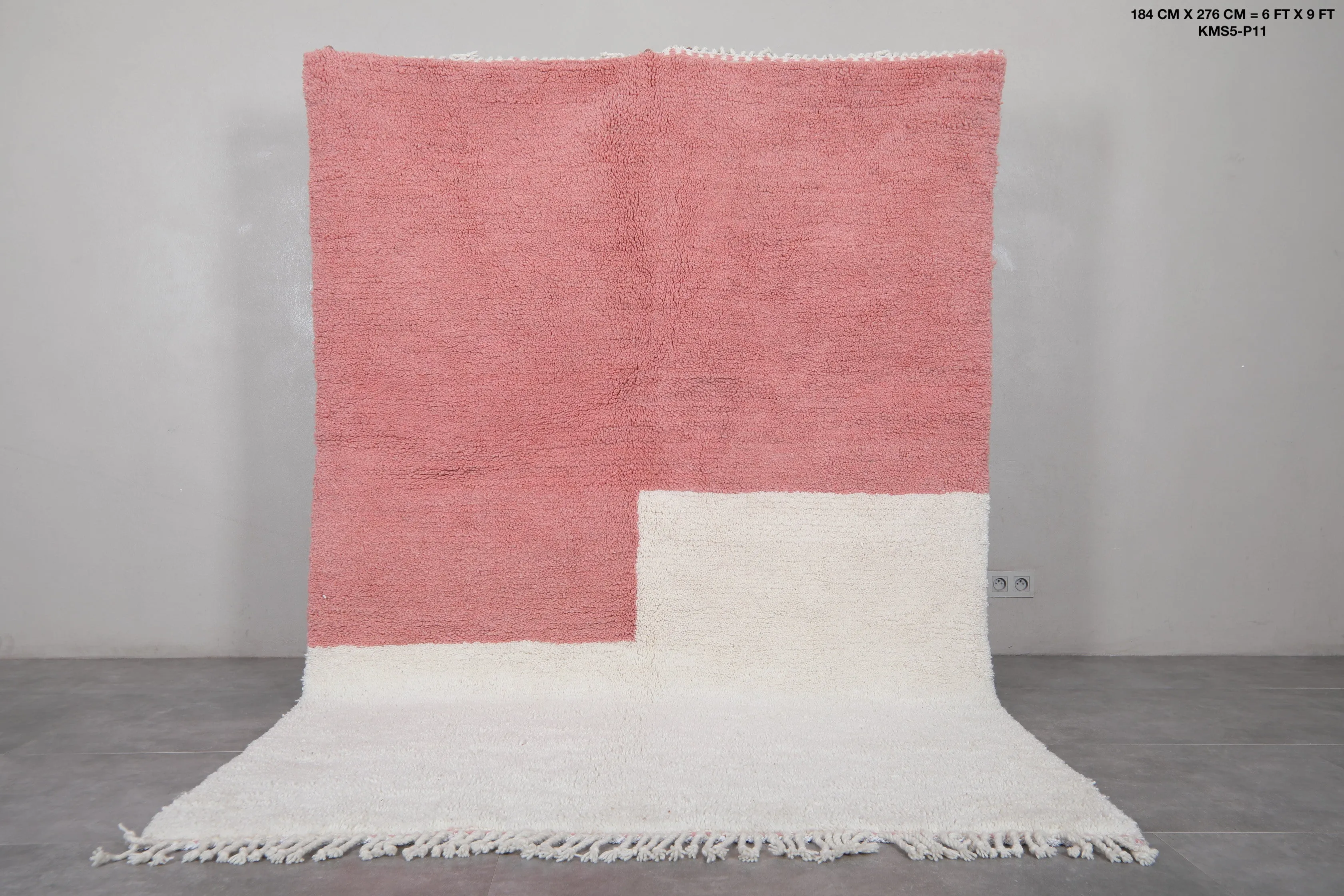 Pink Moroccan Rug - 6 x 9 Feet | Handcrafted Two-Tone Wool Carpet