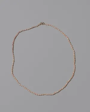 Pink Peony Oval Seed Pearl Necklace
