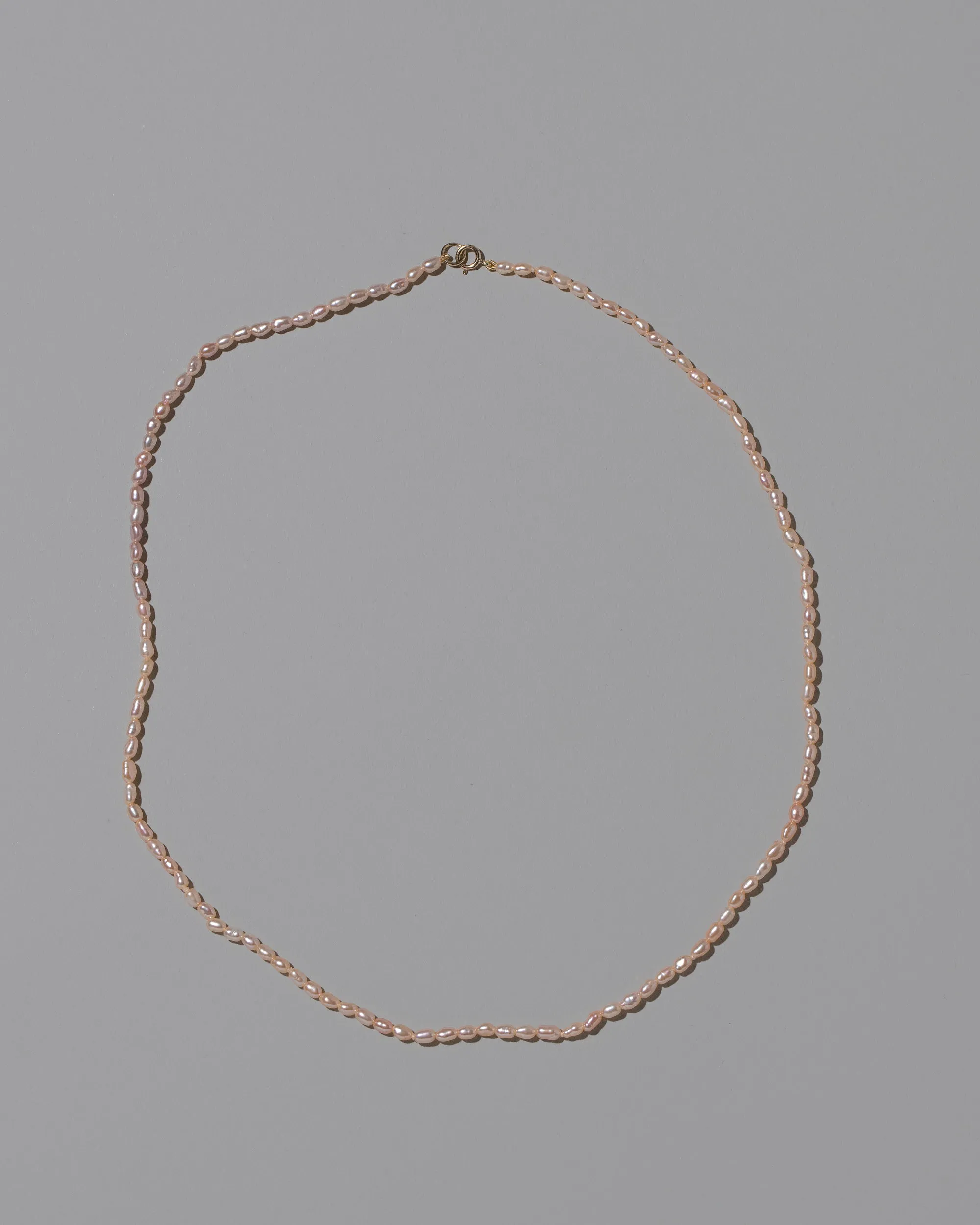 Pink Peony Oval Seed Pearl Necklace