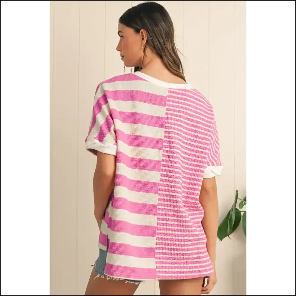Pink Stripe Wfle T-shirt: Steal Hearts, not Wallets 💖 Needful Things