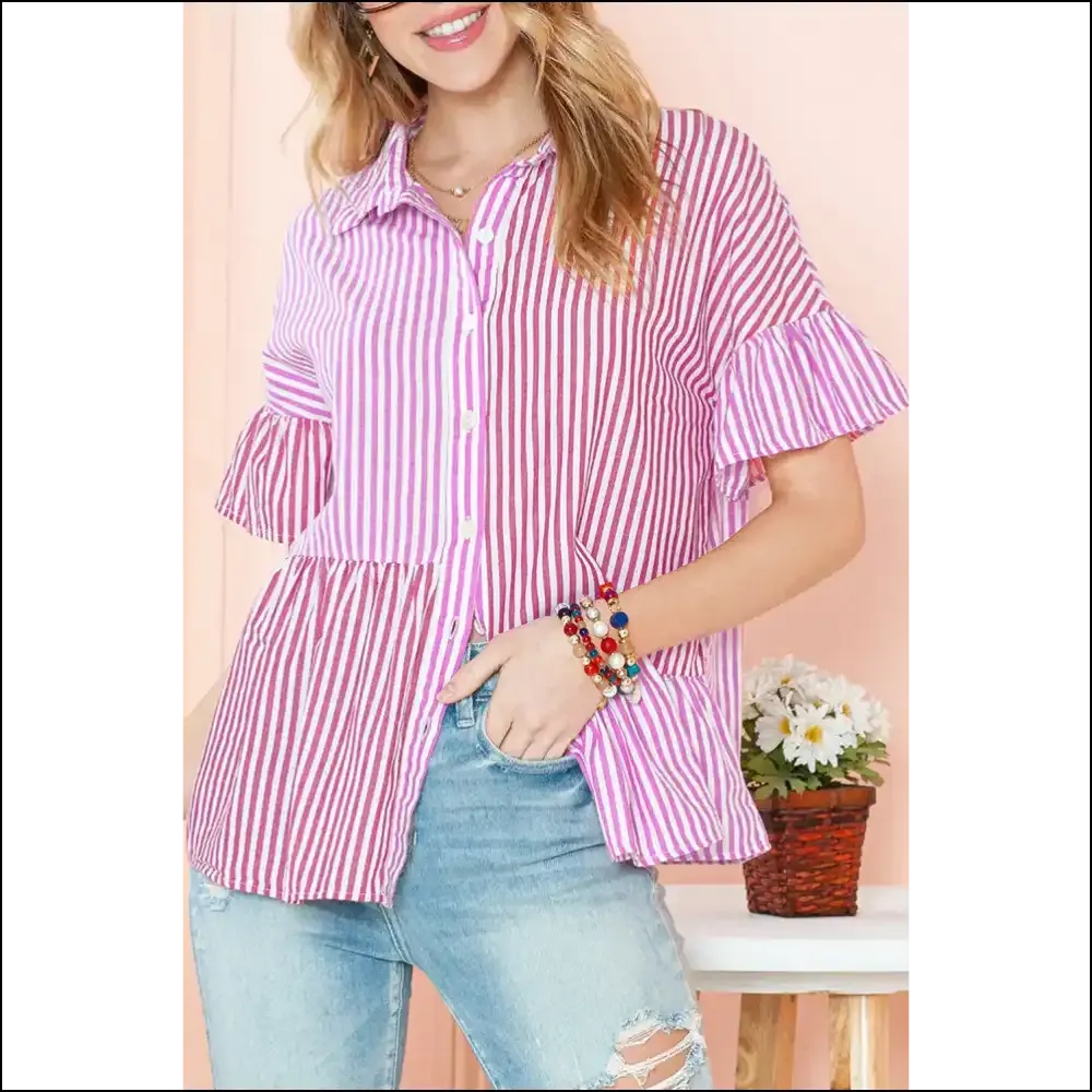 Pink Striped Patchwork Ruffle: Prepare for Compliments!