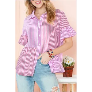 Pink Striped Patchwork Ruffle: Prepare for Compliments!