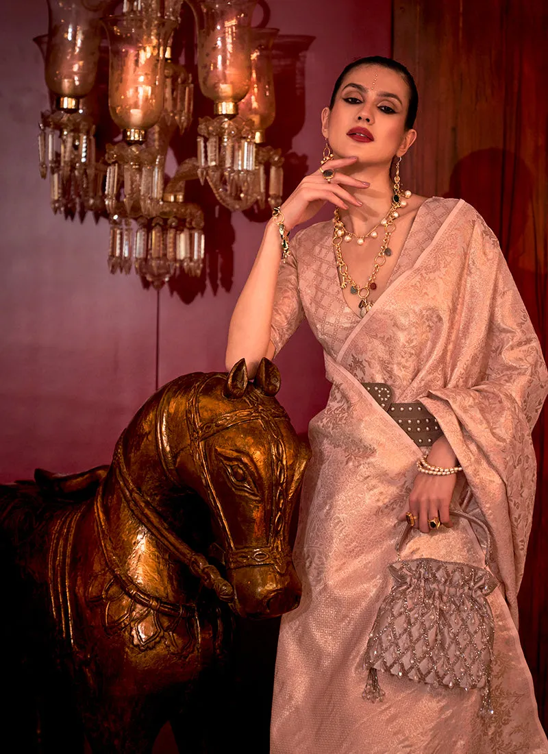 Pink Weaved Handloom Kalkatti Silk Saree