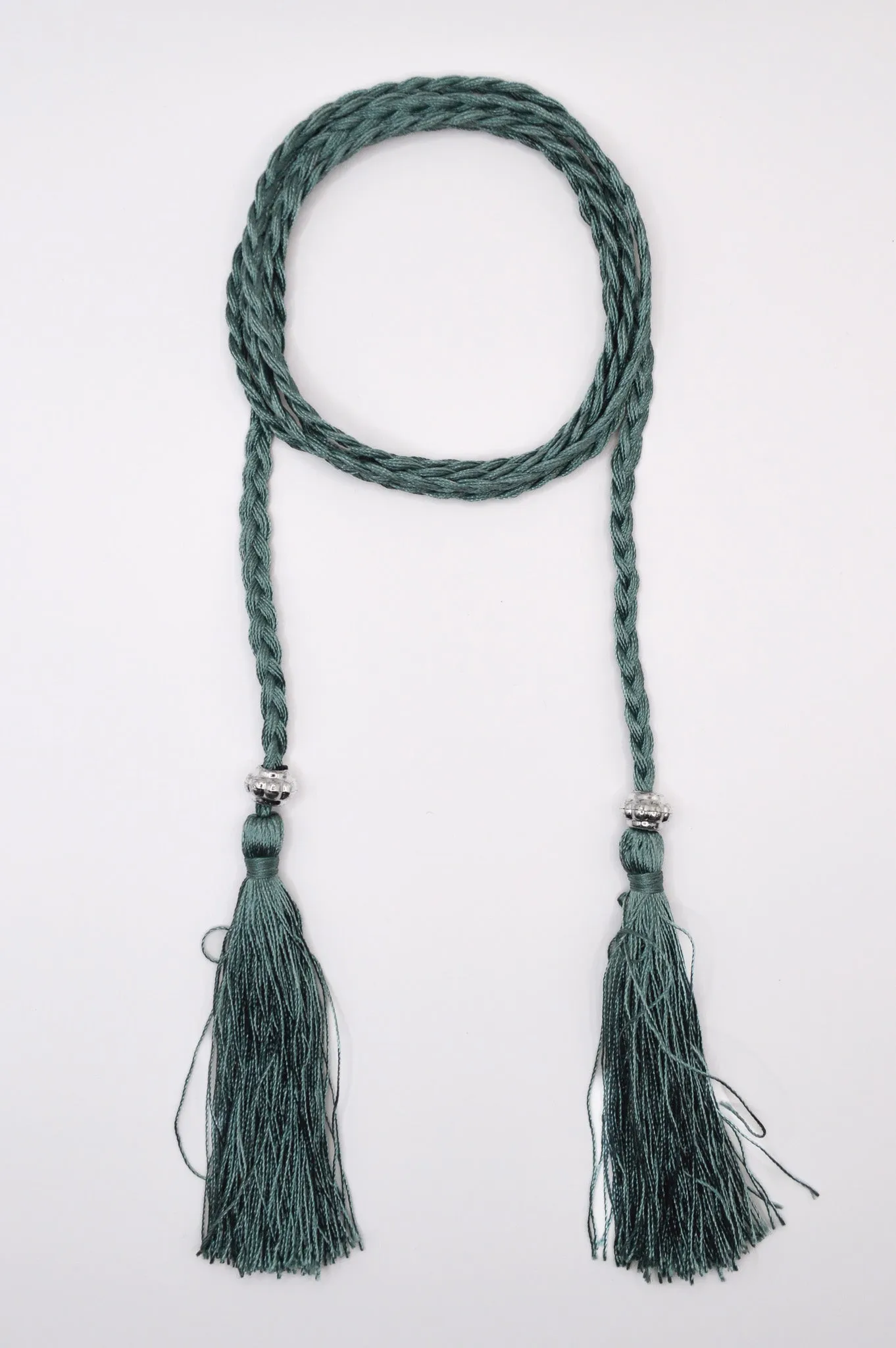 Plaited Tassel Belt - Jade Green