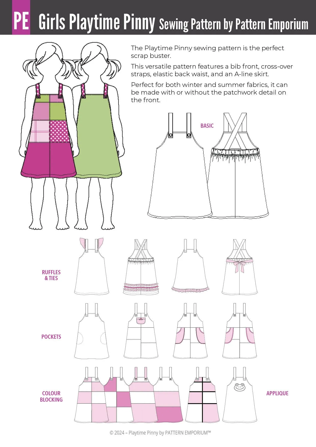 Playtime Pinny | Girls Pinafore Dress Sewing Pattern