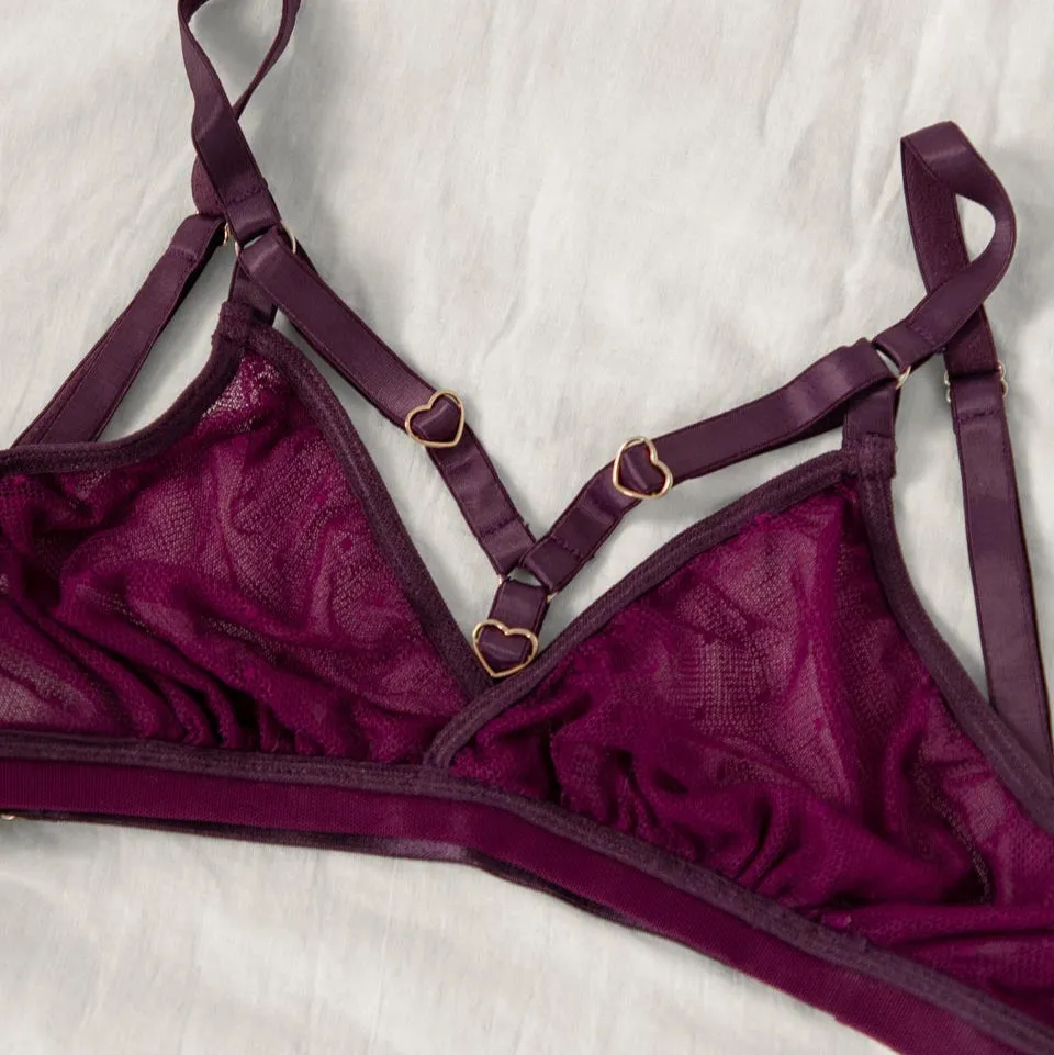 Plum Hearts of Venus Strappy Bralette XS/S