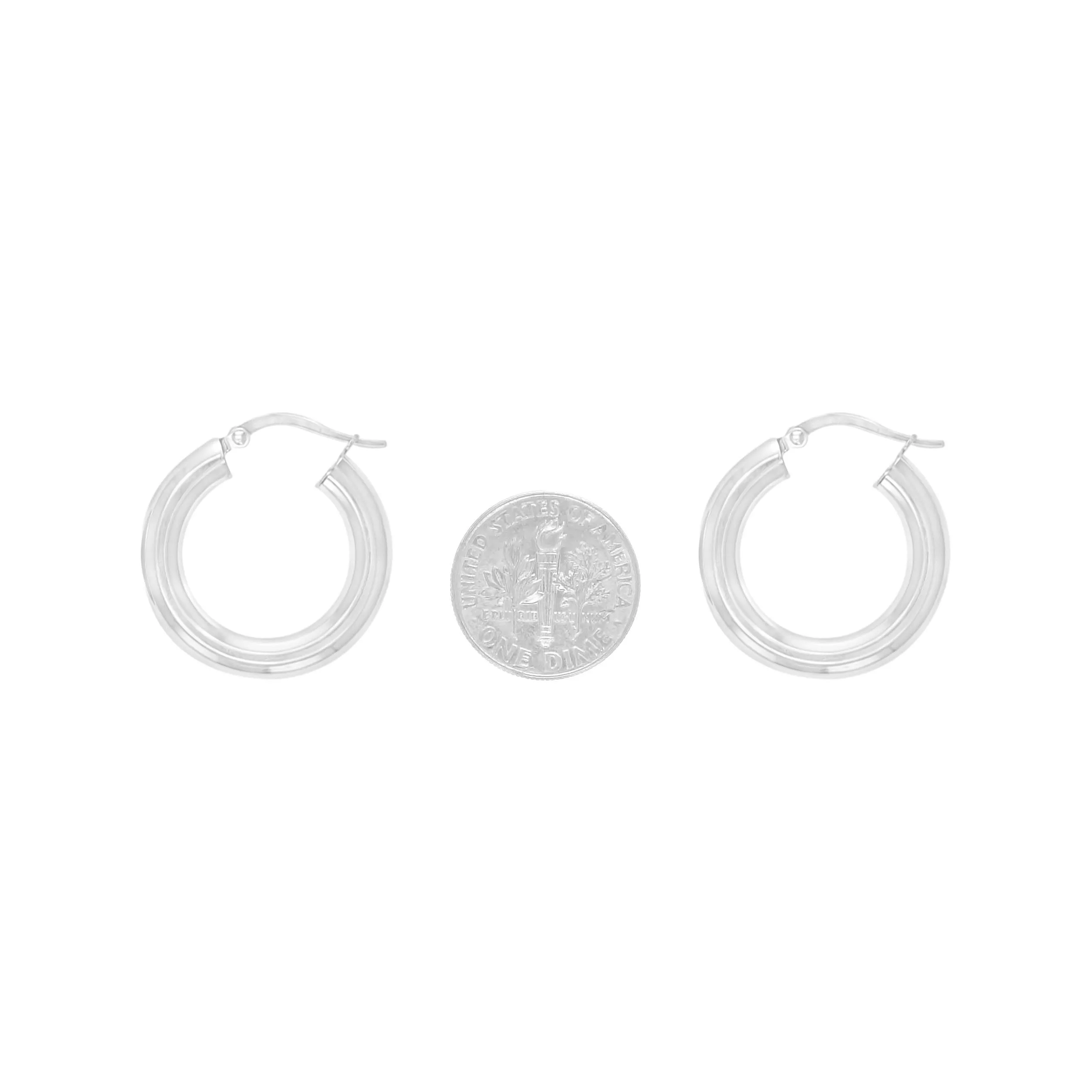 Polished 24mm 14K White Gold Hoop Earrings