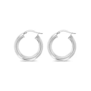 Polished 24mm 14K White Gold Hoop Earrings