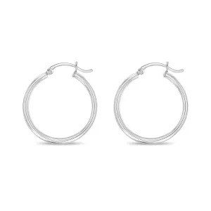 Polished One Inch 14K White Gold Hoops