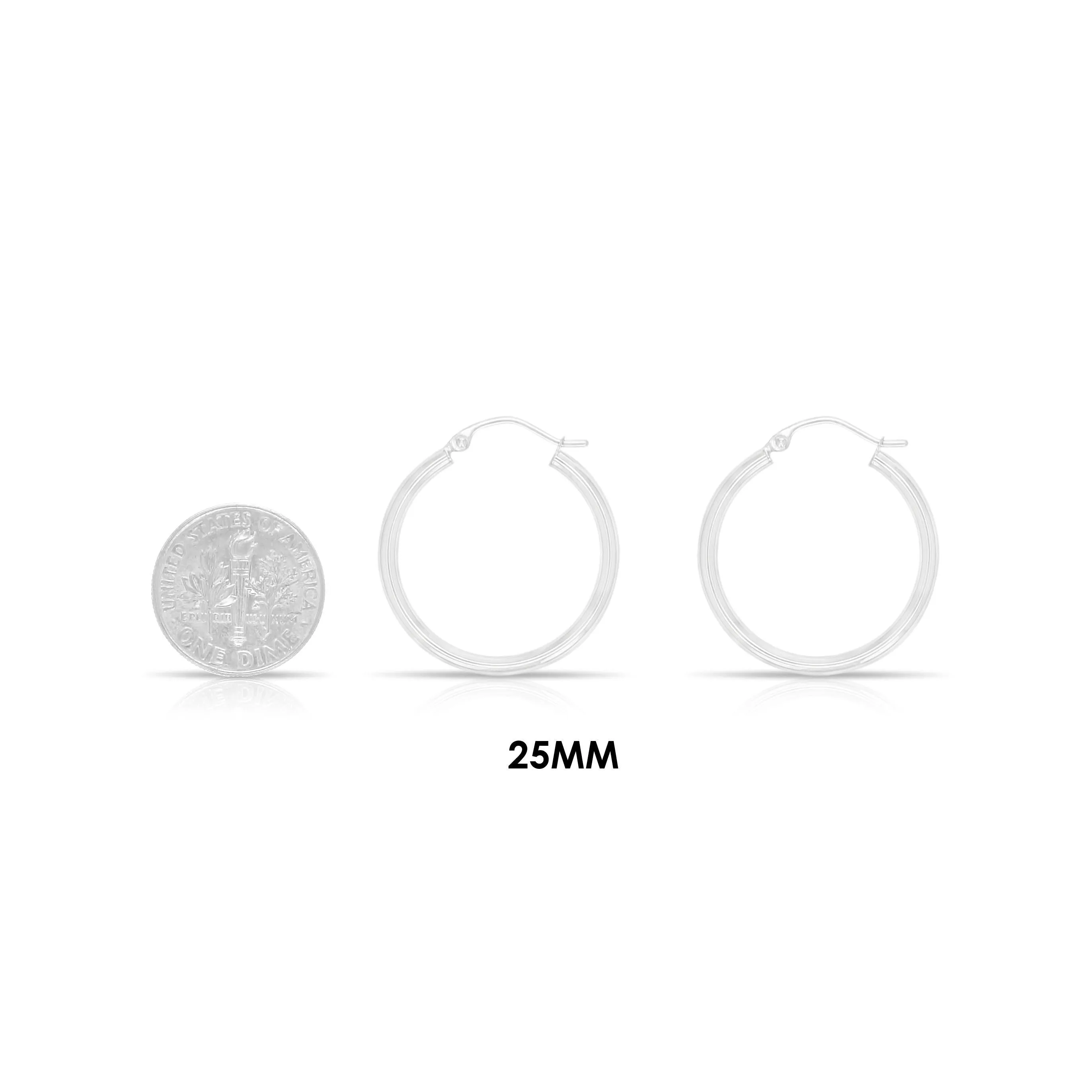 Polished One Inch 14K White Gold Hoops