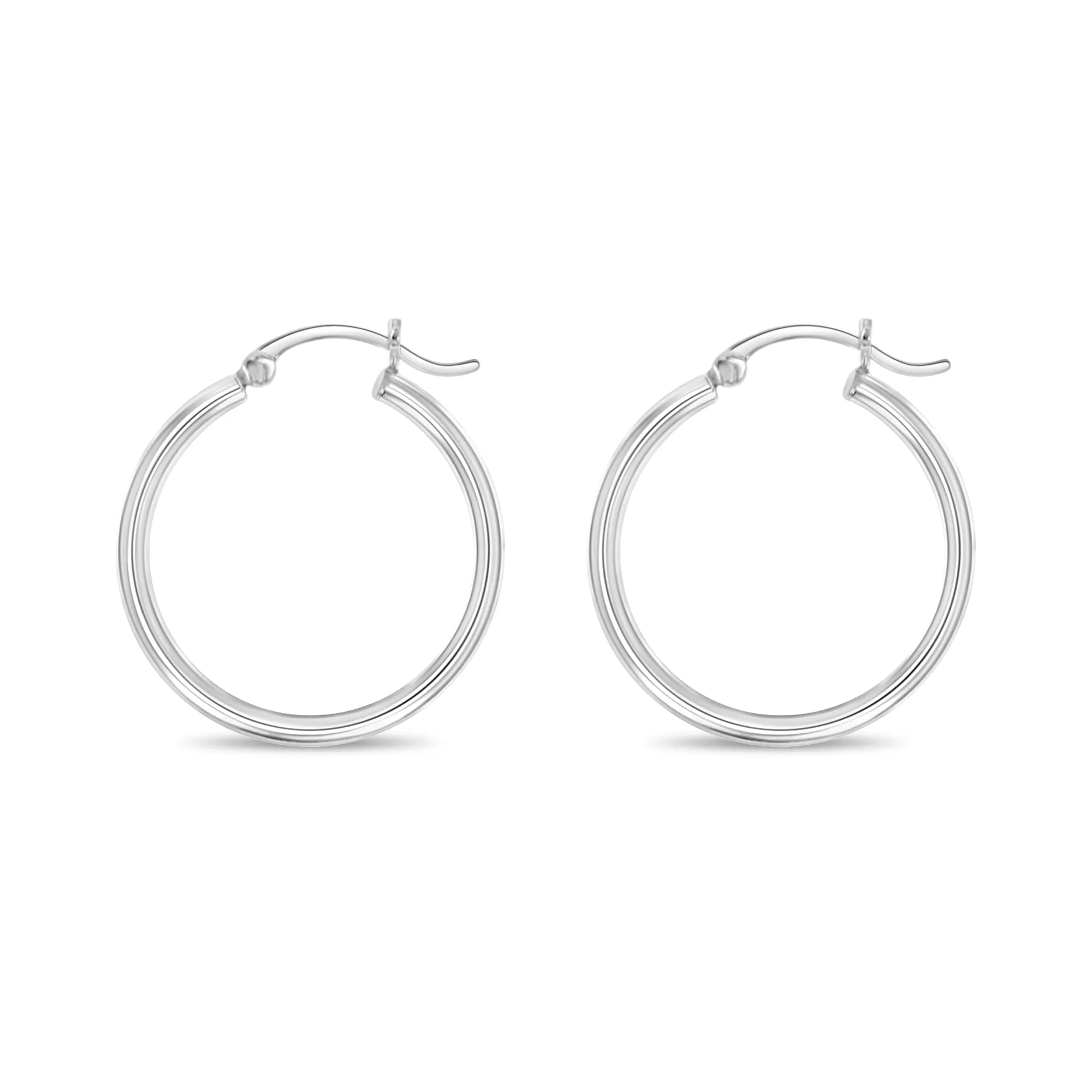 Polished One Inch 14K White Gold Hoops