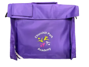 Purple Book Bag with Churchill Park Printed Logo