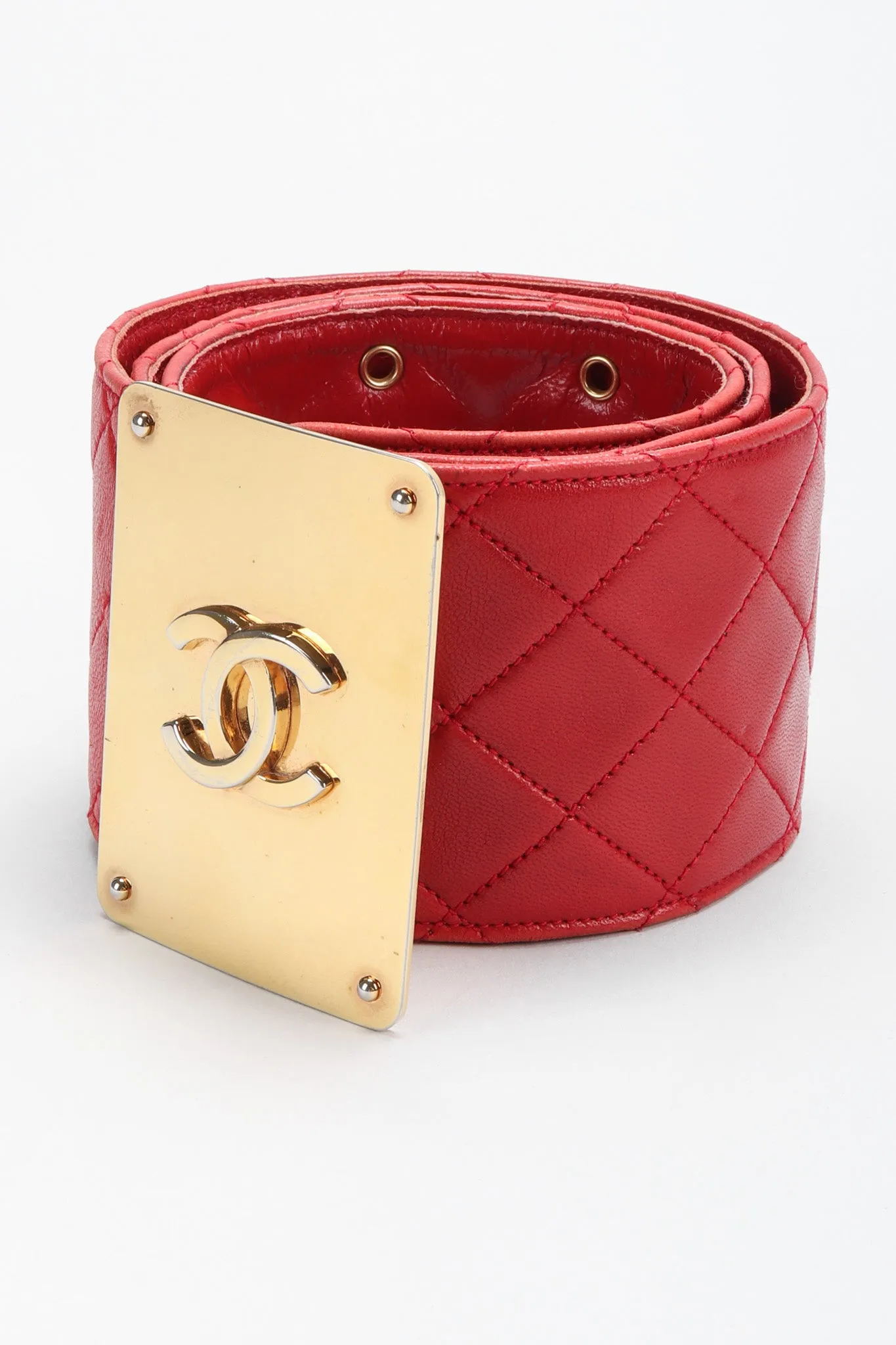Quilted CC Buckle Belt