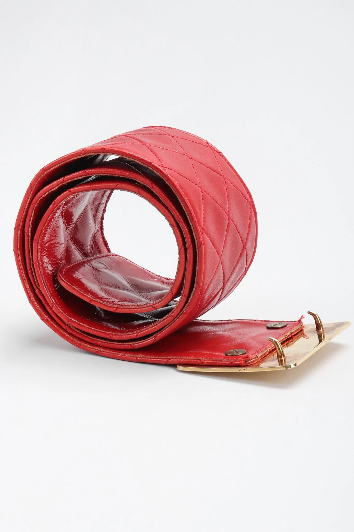 Quilted CC Buckle Belt