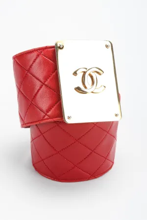 Quilted CC Buckle Belt