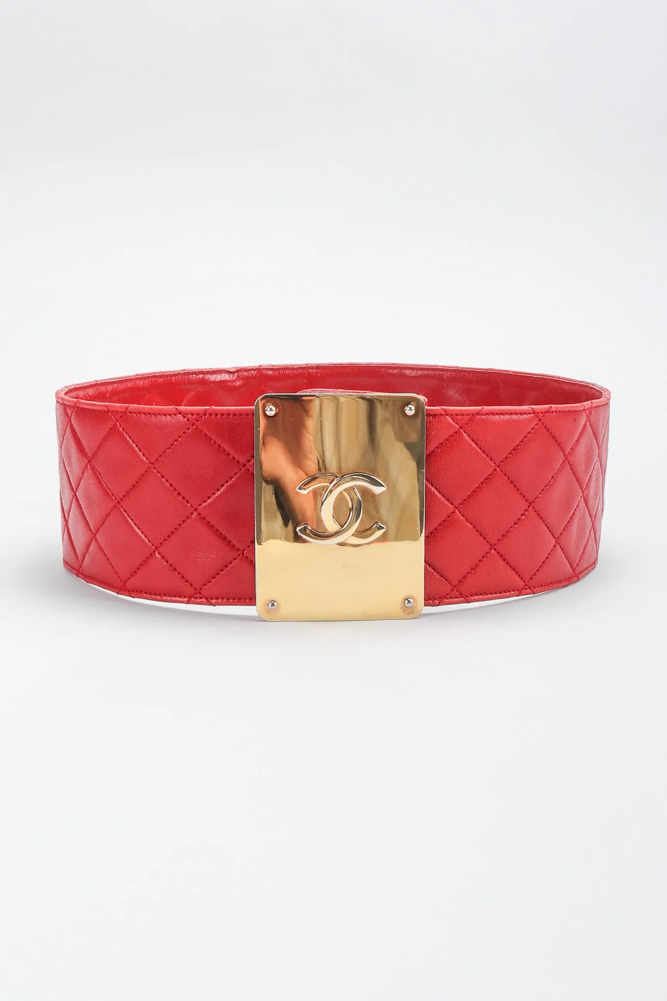 Quilted CC Buckle Belt