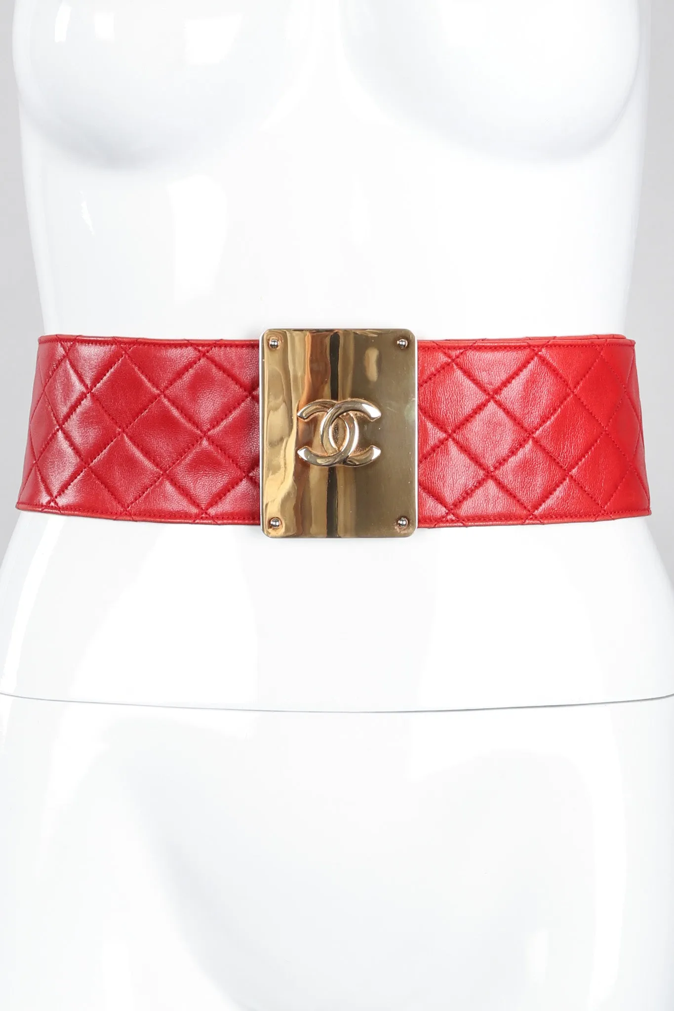 Quilted CC Buckle Belt