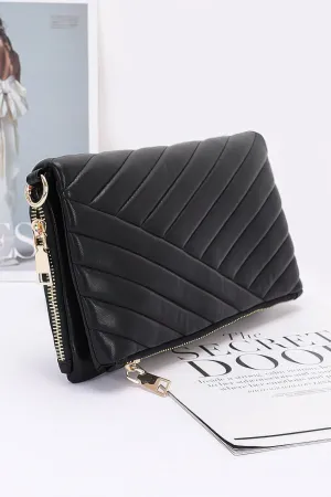 Quilted Faux Leather Half Folded Cltuch