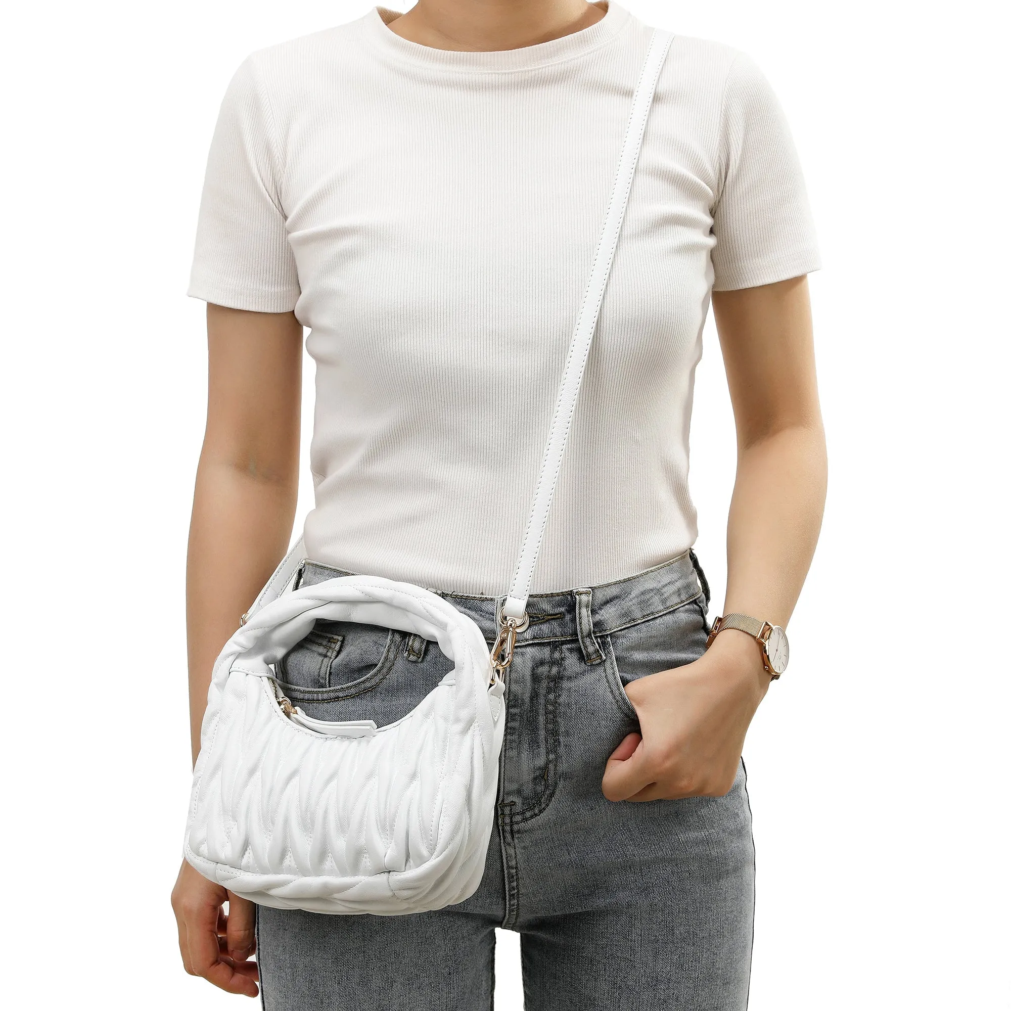 Quilted Sheepskin Leather Crossbody