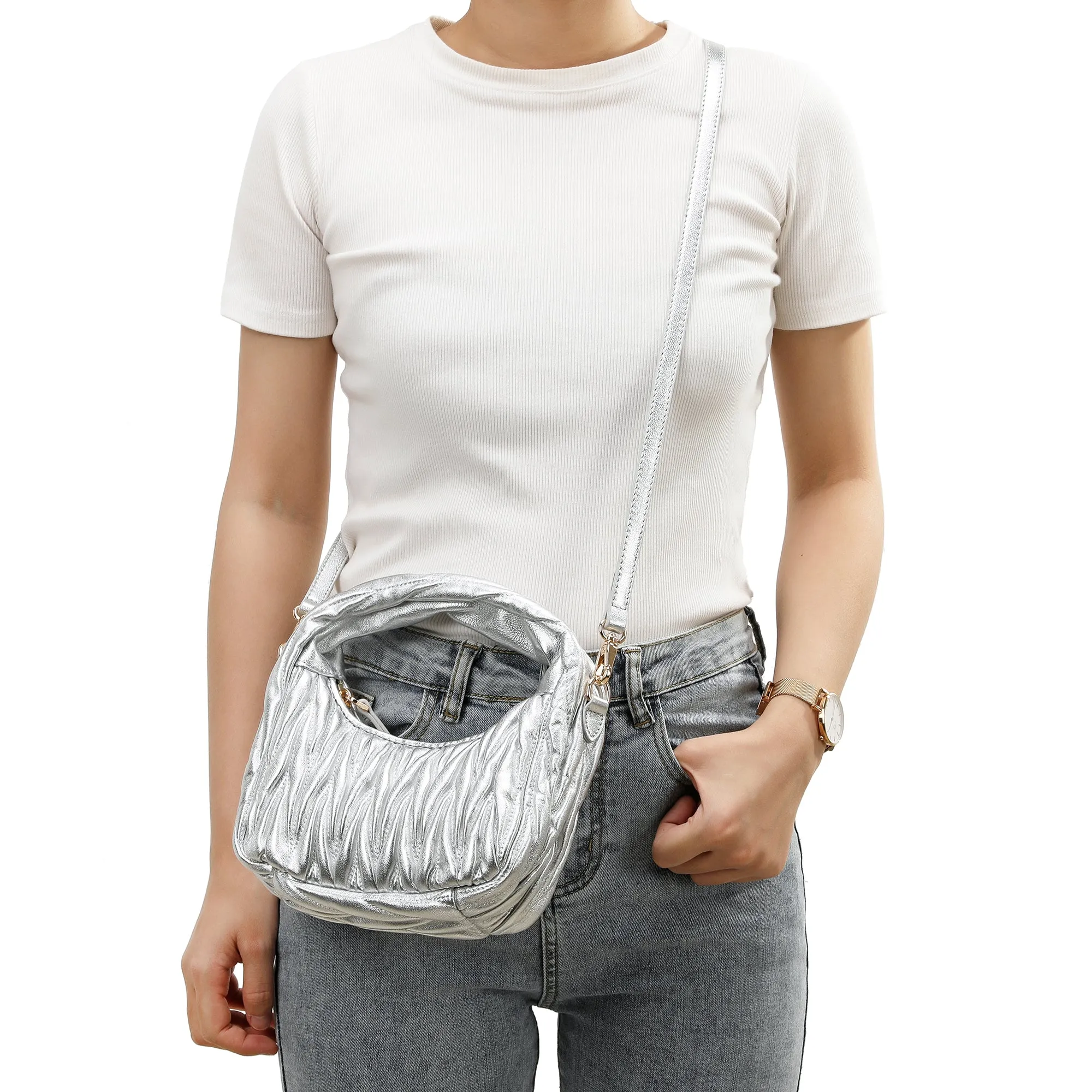Quilted Sheepskin Leather Crossbody