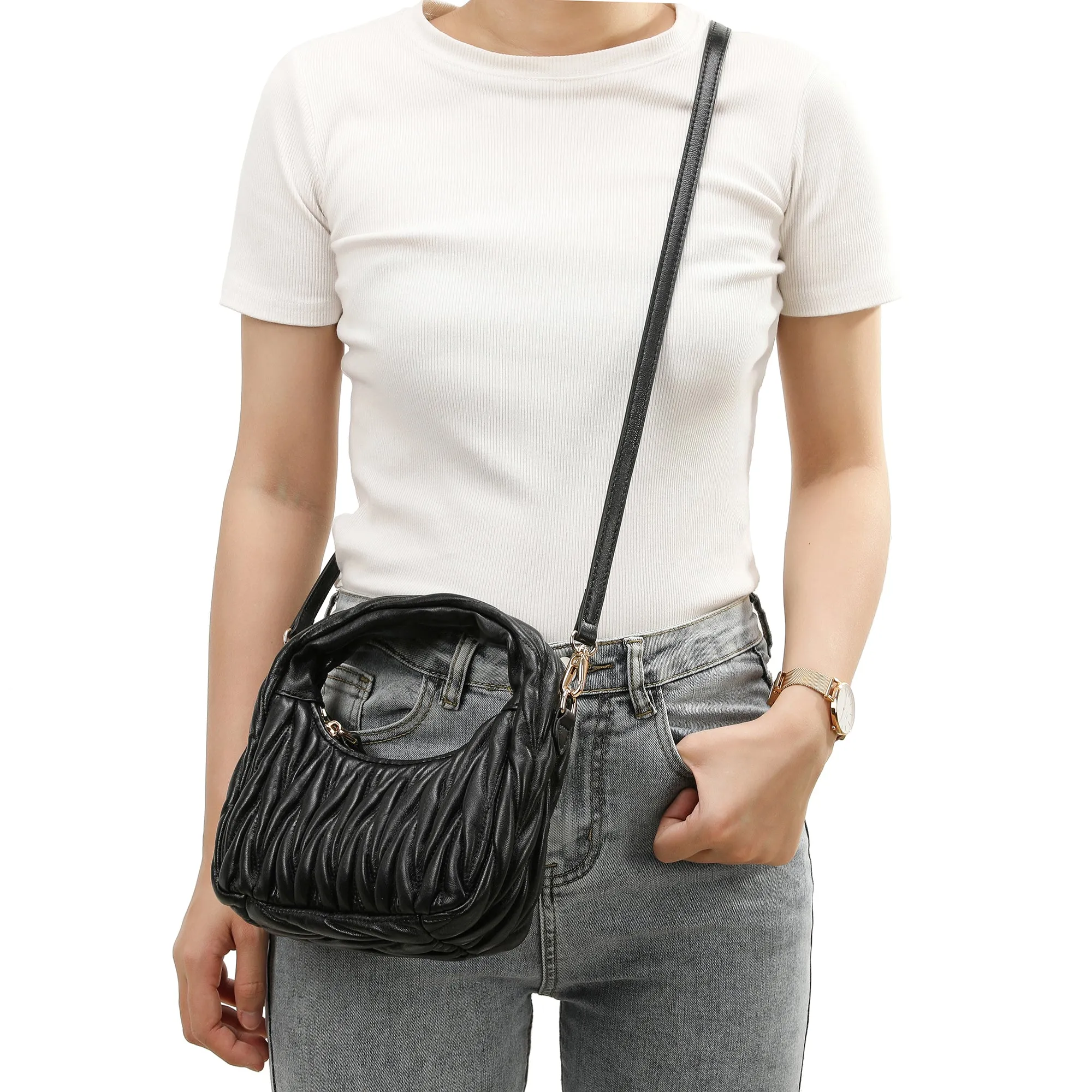 Quilted Sheepskin Leather Crossbody
