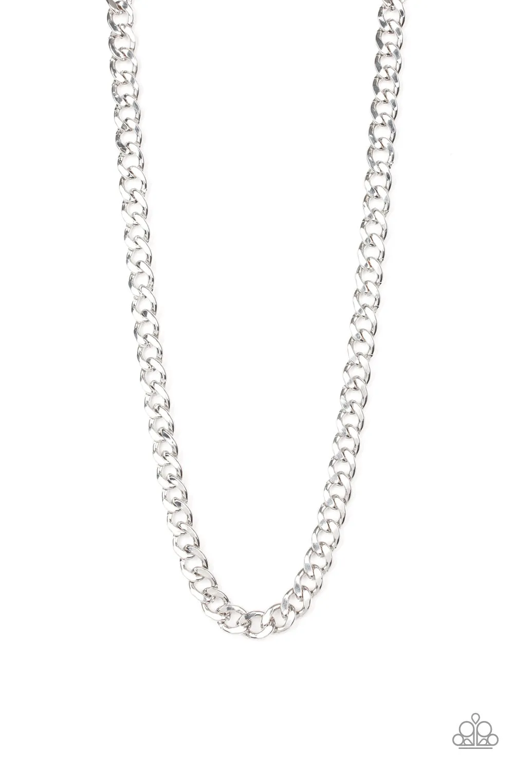 "Alpha" Men's Silver Metal Classic Heavy Curb Chain Link Necklace