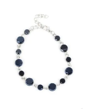 "Colorfully Cosmic" Silver Metal Blue Faceted Crystal Beads Clasp Bracelet