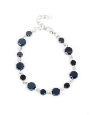 "Colorfully Cosmic" Silver Metal Blue Faceted Crystal Beads Clasp Bracelet