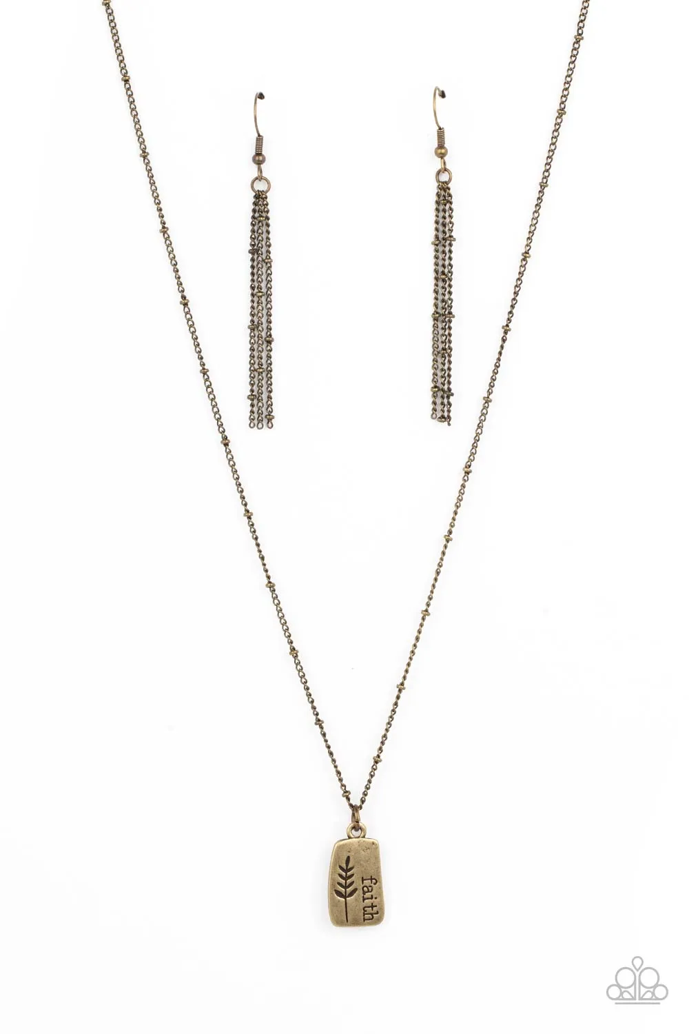 "Faith Over Fear" Brass Metal With "FAITH" Inspirational Necklace Set