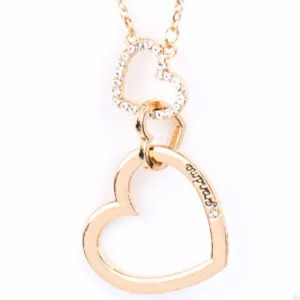"Grandma Glow" Gold Metal with Two Interlocking Hearts GRANDMA Necklace Set