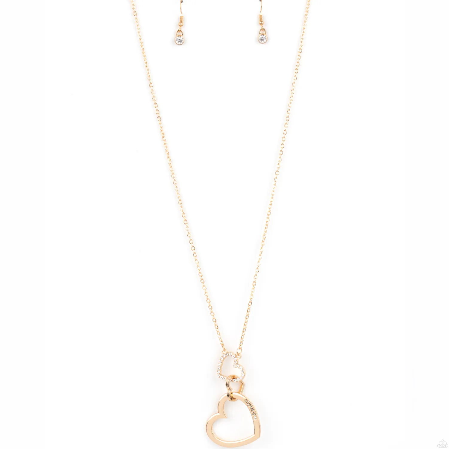 "Grandma Glow" Gold Metal with Two Interlocking Hearts GRANDMA Necklace Set
