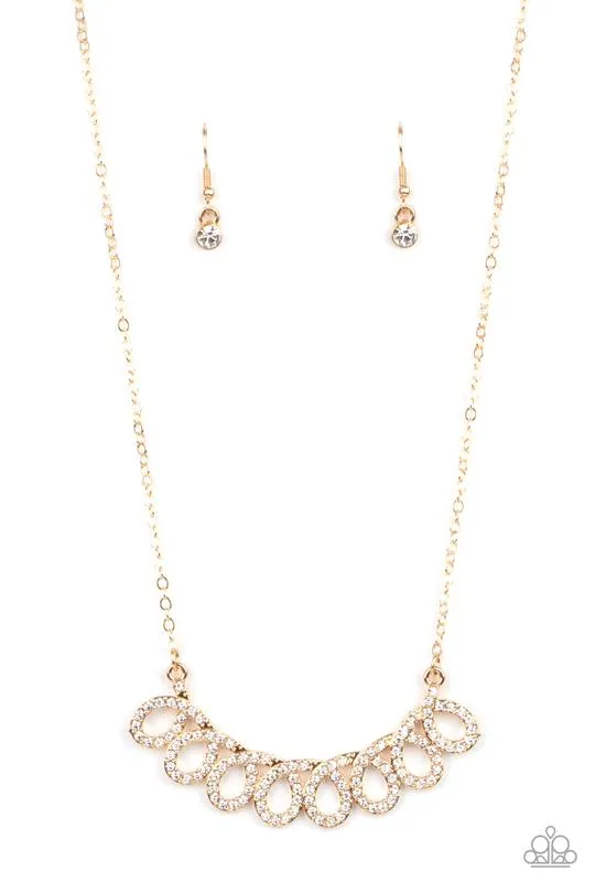 "Timeless Trimmings" Gold Metal & White Rhinestone Swirling Necklace Set