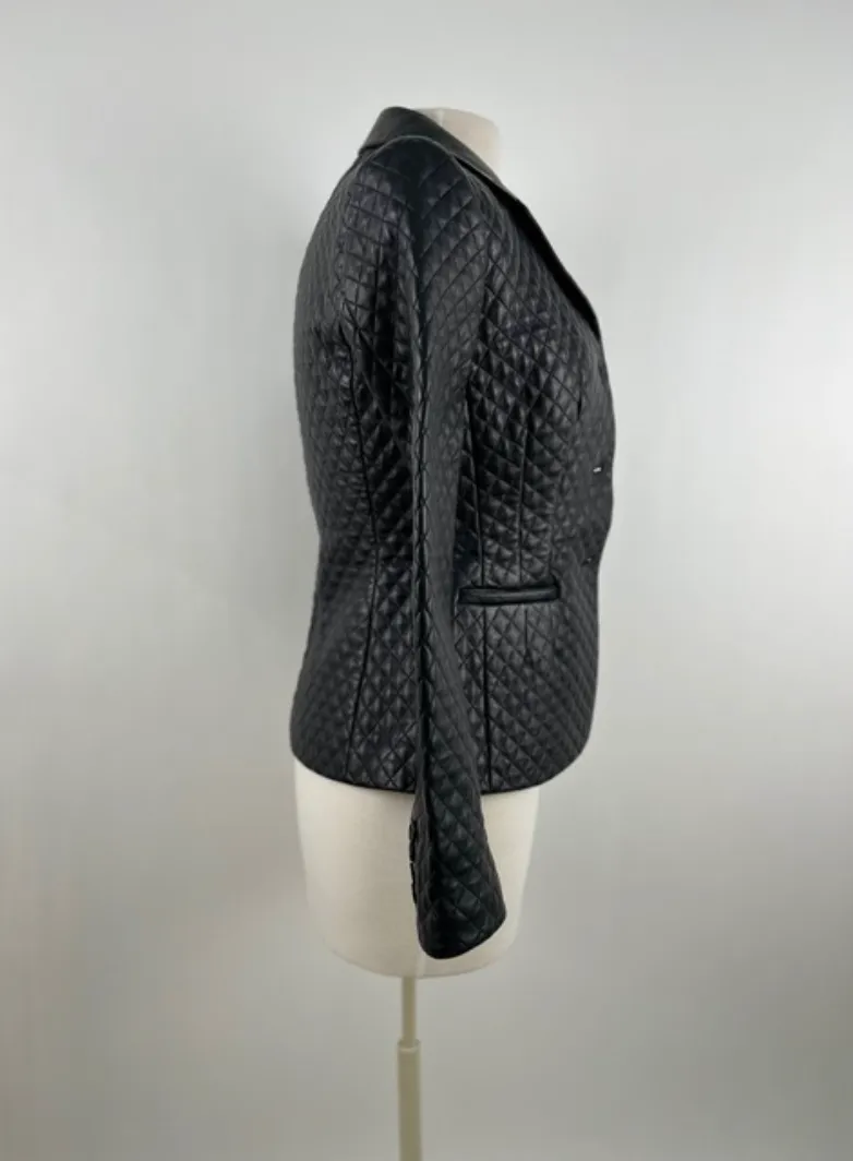 Ralph Lauren Purple Label Leather Quilted Blazer or Jacket in Black